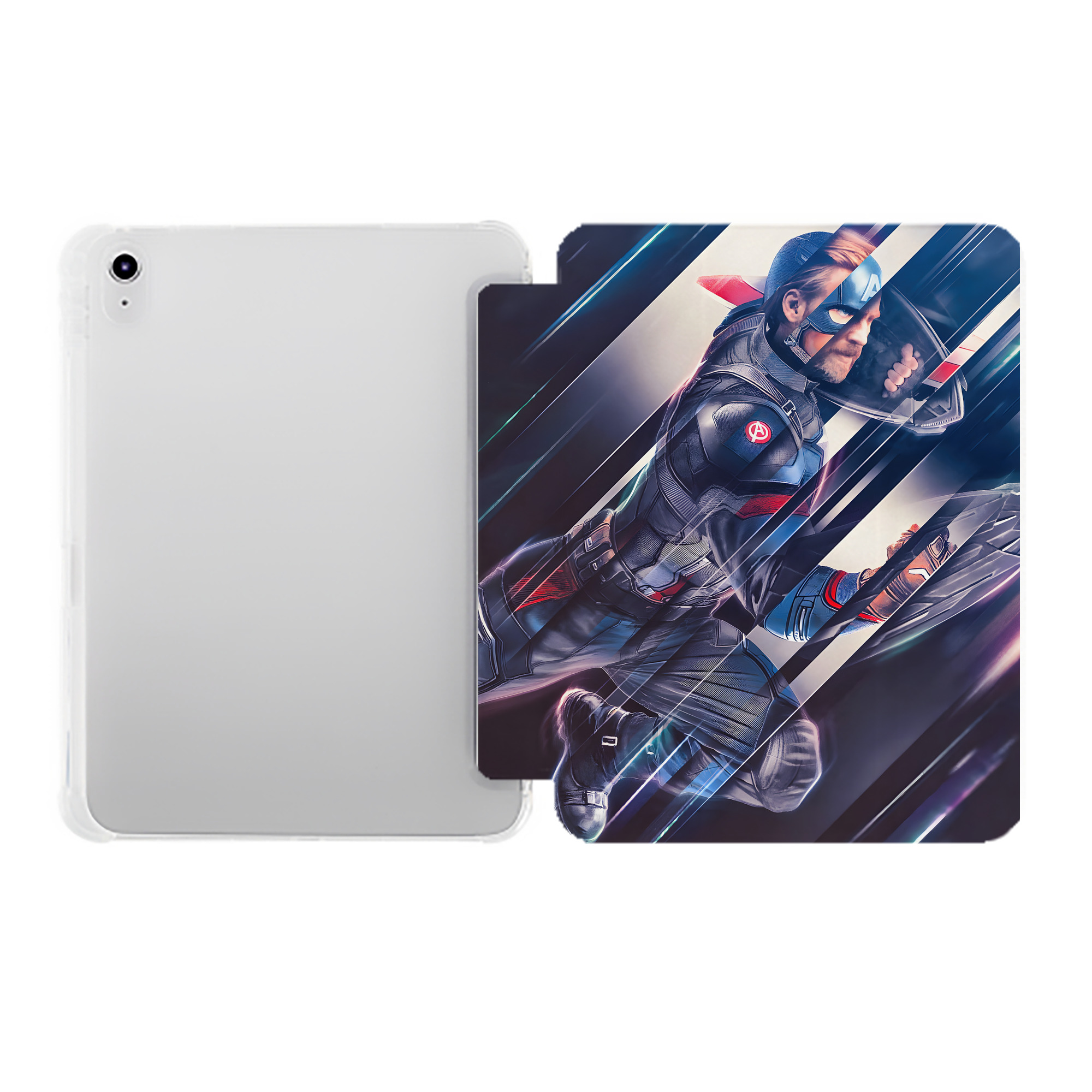 （画像用） アベンジャーズ The Avengers IPad ケース ペン収納付き 三つ折りスタンド PUレザー×シリコン 対応機種9.5/10.5/10.9インチ